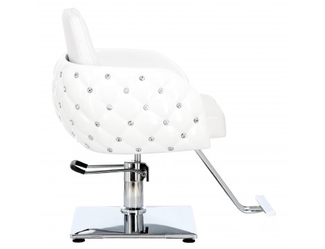 Fotel fryzjerski Leo hydrauliczny obrotowy do salonu fryzjerskiego podnóżek chromowany krzesło fryzjerskie - 3