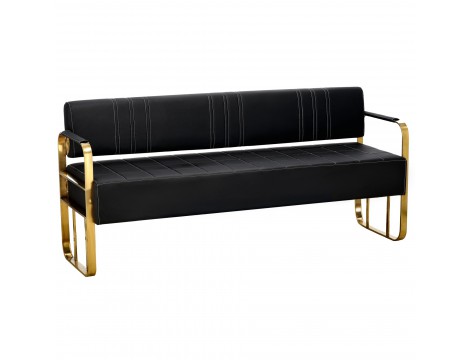Sofa kanapa do salonu poczekalni gabinetu dwuosobowa złota rama - 2