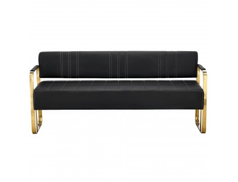 Sofa kanapa do salonu poczekalni gabinetu dwuosobowa złota rama - 3